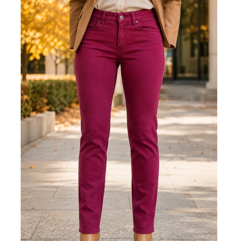 Arizona Jean Co Womens Super Skinny Pants Magenta Burgundy Low Rise Size 7